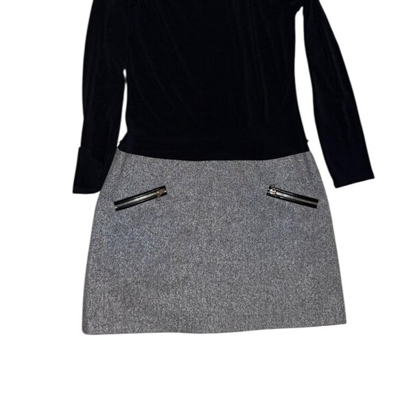 Laundry by Shelli Segal Grey and black wool blend mini skirt dress with zipper p - Picture 2 of 2